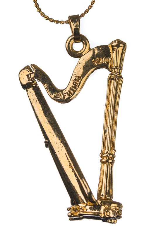 Halsketting harp verguld
