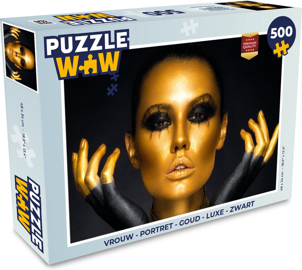 Puzzel Vrouw - Portret - Goud - Luxe - Zwart - Legpuzzel - Puzzel 500 stukjes