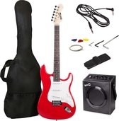 Guitare électrique avec amplificateur – Set de guitare électrique avec Cordes de guitare, sangle de guitare, housse de guitare et câble de guitare – Guitare électrique Adultes – Rouge