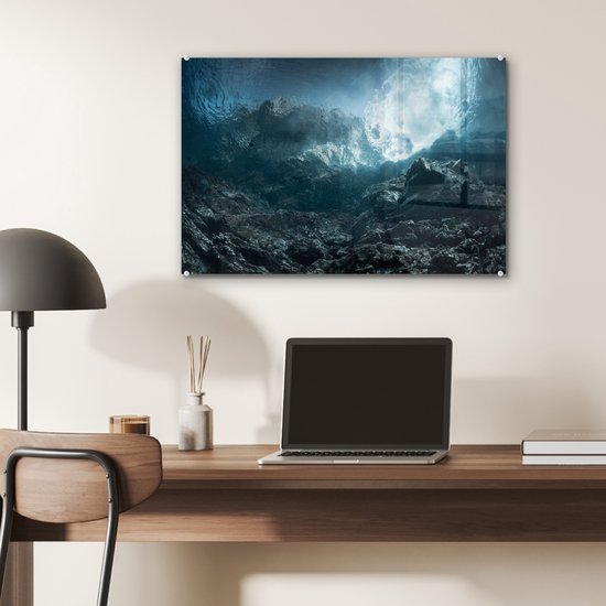 Glas à eau Dark Rocks 60x40 cm - Tirage photo sur Glas (décoration murale en plexiglas)