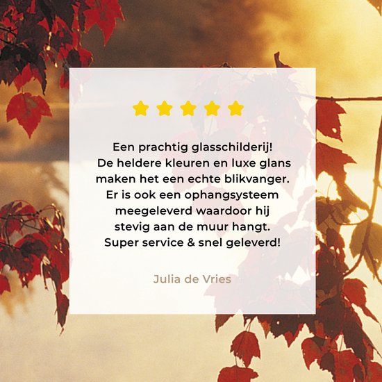 MuchoWow® Peinture sur verre - Feuilles - Soleil - Automne - 180x120 cm - Peintures sur verre acrylique - Photo sur Glas