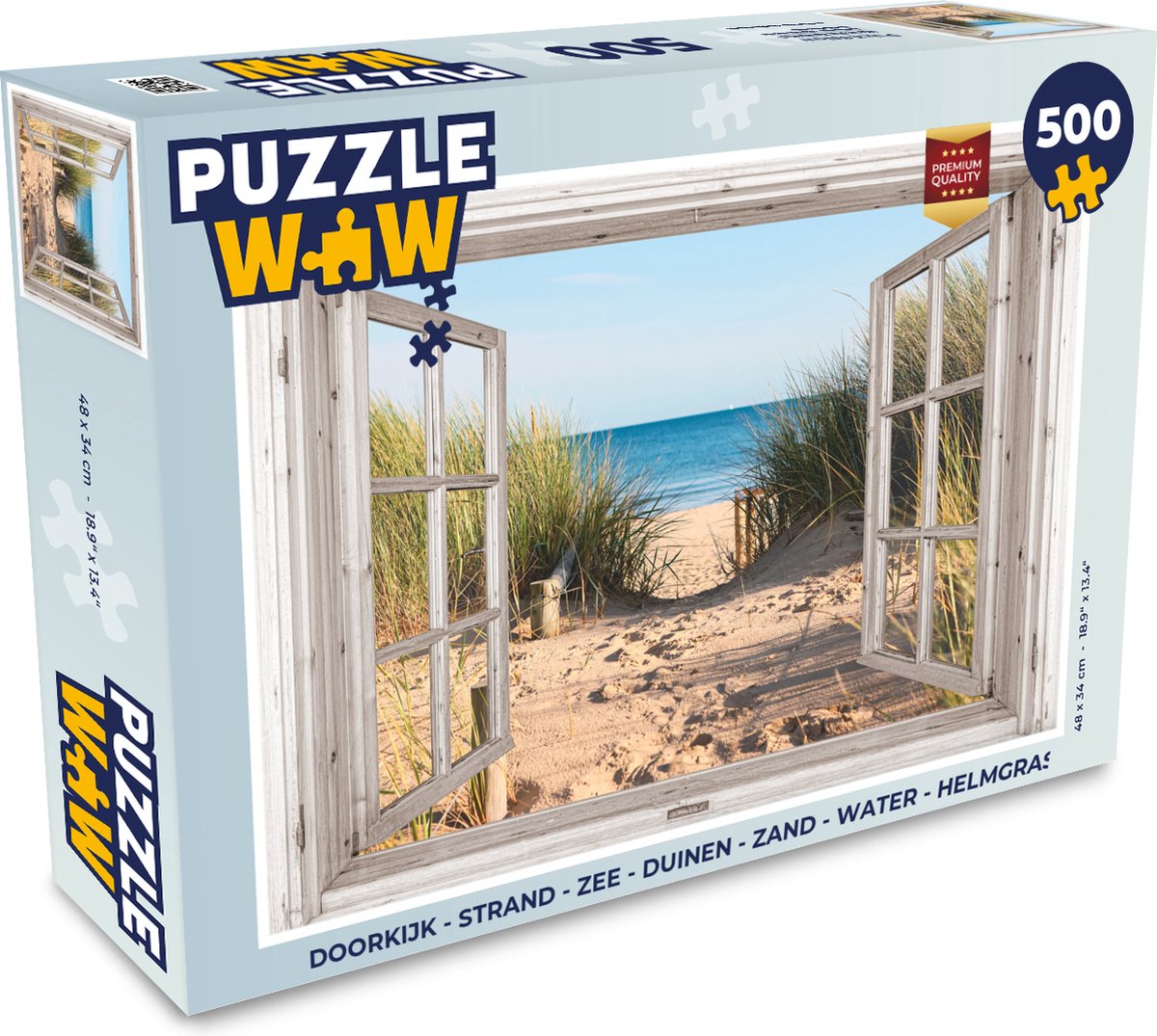Puzzel Doorkijk - Strand - Zee - Duinen - Zand - Water - Helmgras - Legpuzzel - Puzzel 500 stukjes