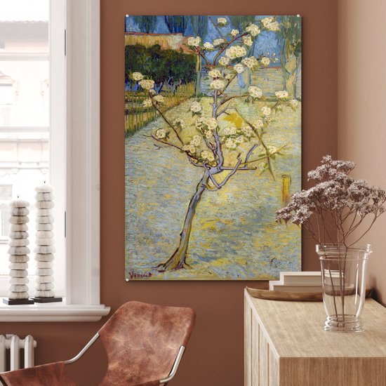 MuchoWow® Peinture sur verre 80x120 cm - Peinture sur verre acrylique - Poirier en fleur - Vincent van Gogh - Photo sur verre - Peintures