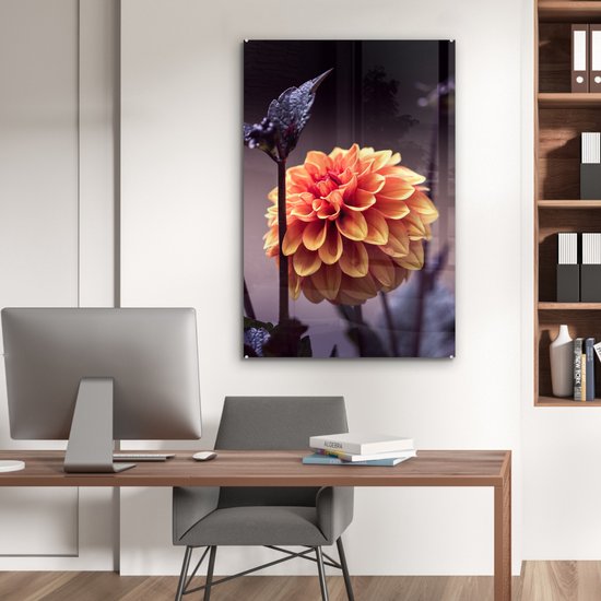 MuchoWow® Peinture sur verre - Fleurs - Chrysanthème - Macro - Plantes - 80x120 cm - Peintures sur verre acrylique - Photo sur Glas