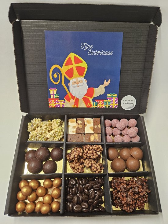 Foto: Luxe belgische chocolade proeverij pakket met mystery card fijne sinterklaas 