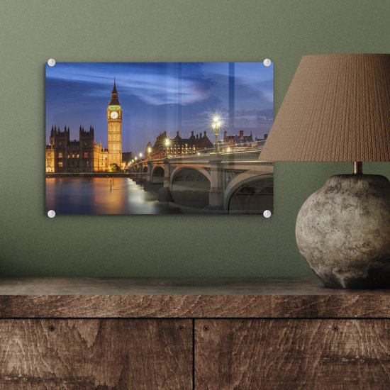 Formation de nuages colorés sur Big Ben à Londres Plexiglas 30x20 cm - petit - Tirage photo sur Glas (décoration murale en plexiglas)