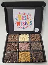 Chocolade Callets Proeverij Pakket met Mystery Card 'Best Wishes' met persoonlijke (video) boodschap | Chocolademelk | Chocoladesaus | Verrassing box Verjaardag | Cadeaubox | Relatiegeschenk | Chocoladecadeau