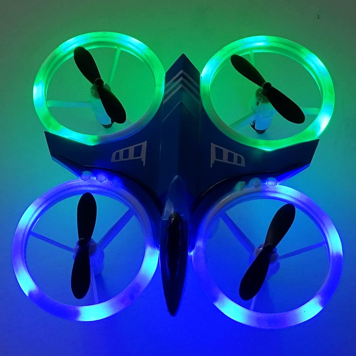 Mini drone voor kinderen - sprankelende Ledverlichting- met controller- Blauwe Romp - met extra accu- leuke gadget