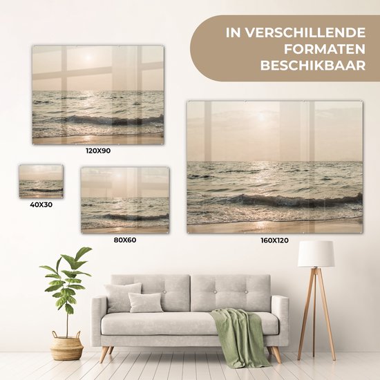 MuchoWow® Peinture sur Verre - Mer - Plage - Soleil - 160x120 cm - Peintures sur Verre Acrylique - Photo sur Glas