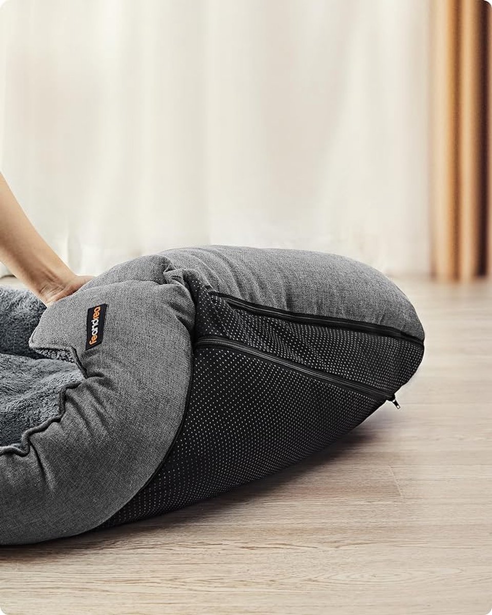 EDANTI Hondenbed, hondenbank, hondenkussen, hondenmand, box, ligstoel, gepersonaliseerd, grijs, ovaal (100x75 cm