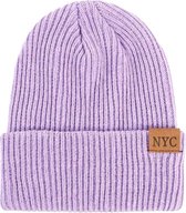 NYC Muts - Lila - gebreide dames muts- One Size - wintermuts - unisex - paars