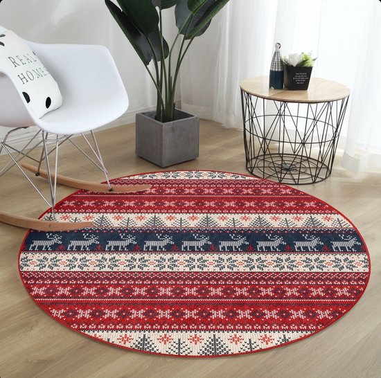 Rond antislip vloerkleed, laagpolig, wasbaar tapijt voor woonkamer, keuken, badkamer, essentiële woondecoratie, gezellige vloermat voor bank en tafel