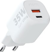 Xtorm GaN2 Ultra oplader - 35W - GaN-technologie - Dubbele poorten - USB-C en USB-A - Power Delivery - GRS gerecycled plastic materiaal - Wit