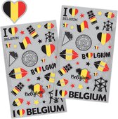 Stickervellen België - Stickers I Love België - Stickervellen Reizen - Stickers België - Stickervellen Volwassenen - België Stickers - Belgische Vlag - I Love Belgium - Landen Stickers - Stickervellen Landen