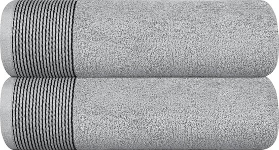 Katoen 2-pack grote badhanddoeken 100 x 150 cm, grote badhanddoeken, ultra absorberend, compact, sneldrogend en licht, lichtgrijs
