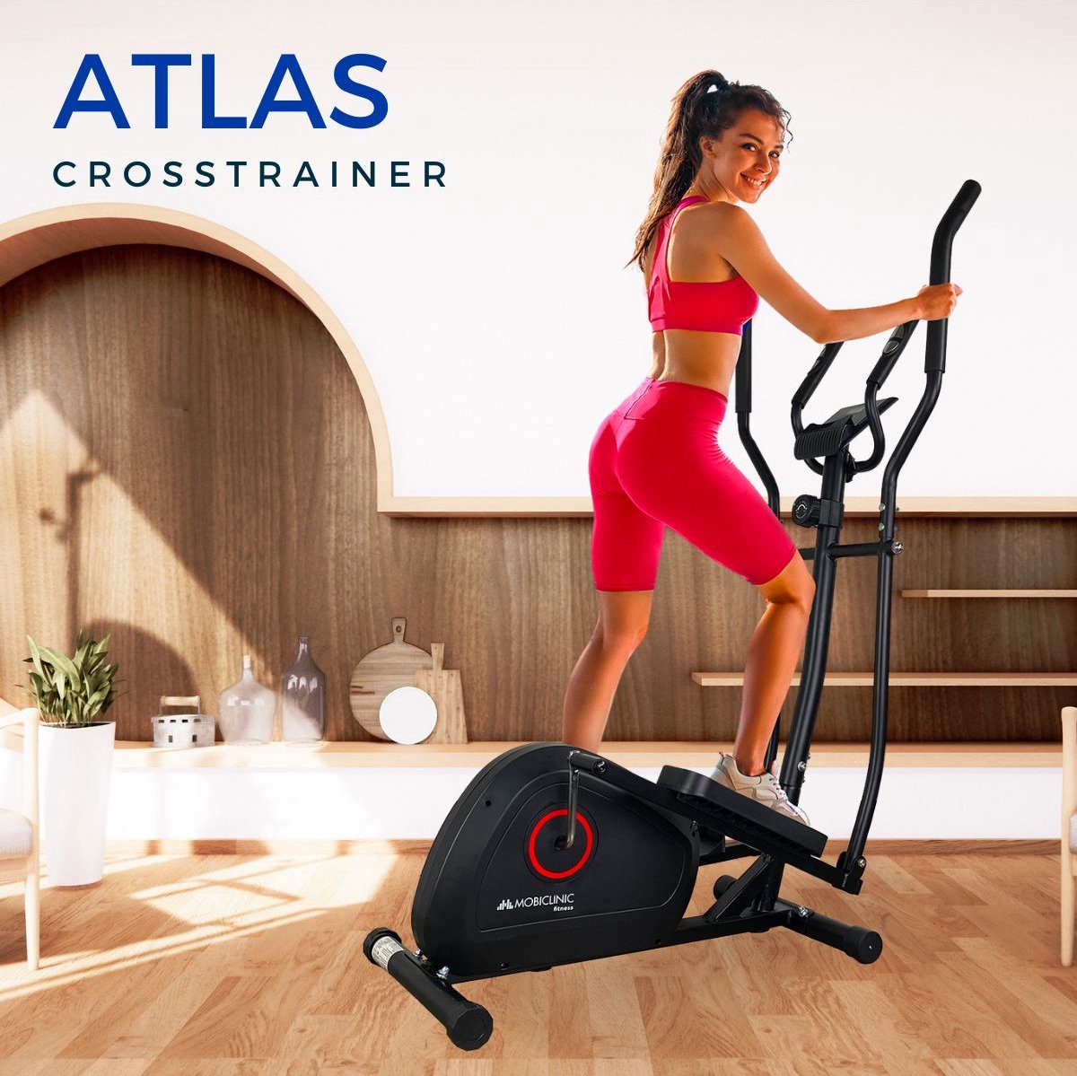 Mobiclinic ATLAS Crosstrainer 8 weerstandsniveaus LCD scherm Ergonomische. bol