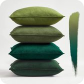 Kussensloop 40 x 40 cm, vert, lot de 4 taies d'oreiller en velours, housse de coussin, taie d'oreiller décorative, pour canapé, chambre, salon, balcon, enfants, dégradé de couleurs moelleux
