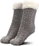 Cozy Socks Slipper comfortabele warme huissokken met anti slip dames en heren – one size – antraciet - wintersokken bedsokken gevoerde sokken slofsokken fleece sokken dikke warme sokken