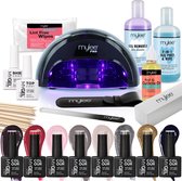 Mylee The Full Works Gel Nagellak LED Lamp Kit, 8x Herfst/Winter Gellak kleuren, Top & Base Coat, PRO Convex Curing LED Lamp, Prep & Wipe, Gel Remover en meer