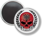Button Met Magneet - Schedel Vlag Albanie - NIET VOOR KLEDING
