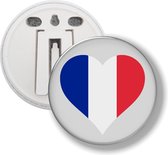 Button Met Clip - Hart Vlag Frankrijk