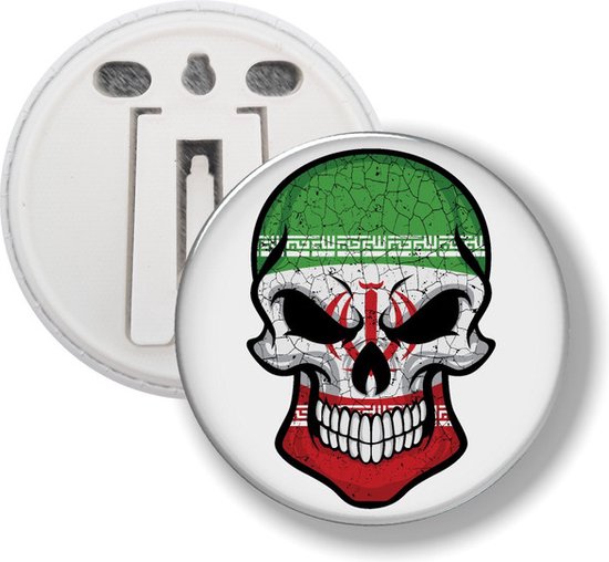 Button Met Clip - Schedel Vlag Iran