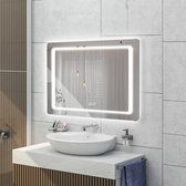 X-quizz spiegel Mont pellier rechthoekige spiegel 90x70cm met dimbare LED,spiegelverwarming, bluetoothspeaker en klok