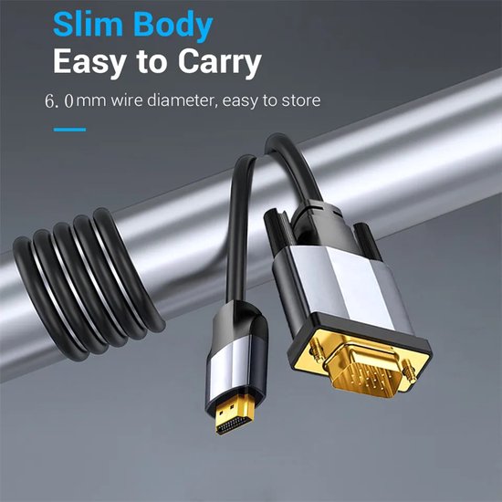 Câble HDMI Vers VGA 1,5 M – Convertisseur Unidirectionnel HDMI Mâle Vers VGA 15 Broches, 1080p@60Hz, Plug & Play Pour PC, Ordinateur Portable Vers Moniteur