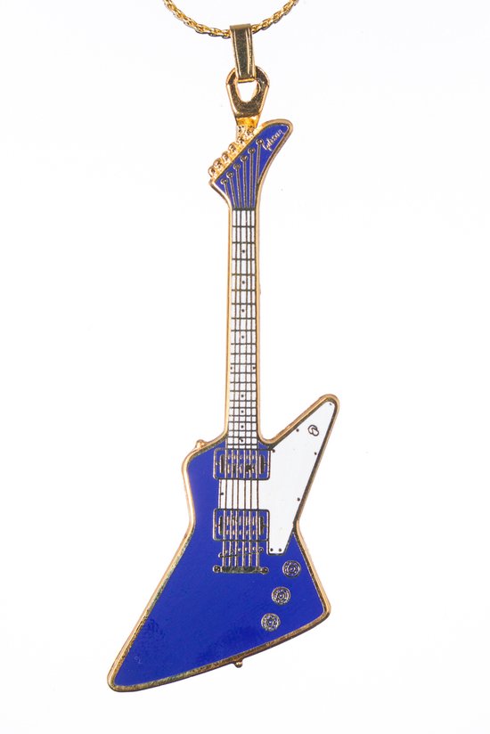 Halsketting Gibson Explorer gitaar, blauw met wit pickguard