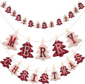 Vrolijk kerstfeest Kerstdecoratie wimpelslinger letters slinger, hangende banner in kerstboomvorm voor kerstfeesthuisdecoratie