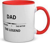 Akyol - dad the man the mythe the legend koffiemok - theemok - rood - Papa - de legendarische vader - vader cadeautjes - vaderdag - verjaardag - geschenk - kado - vader artikelen - 350 ML inhoud