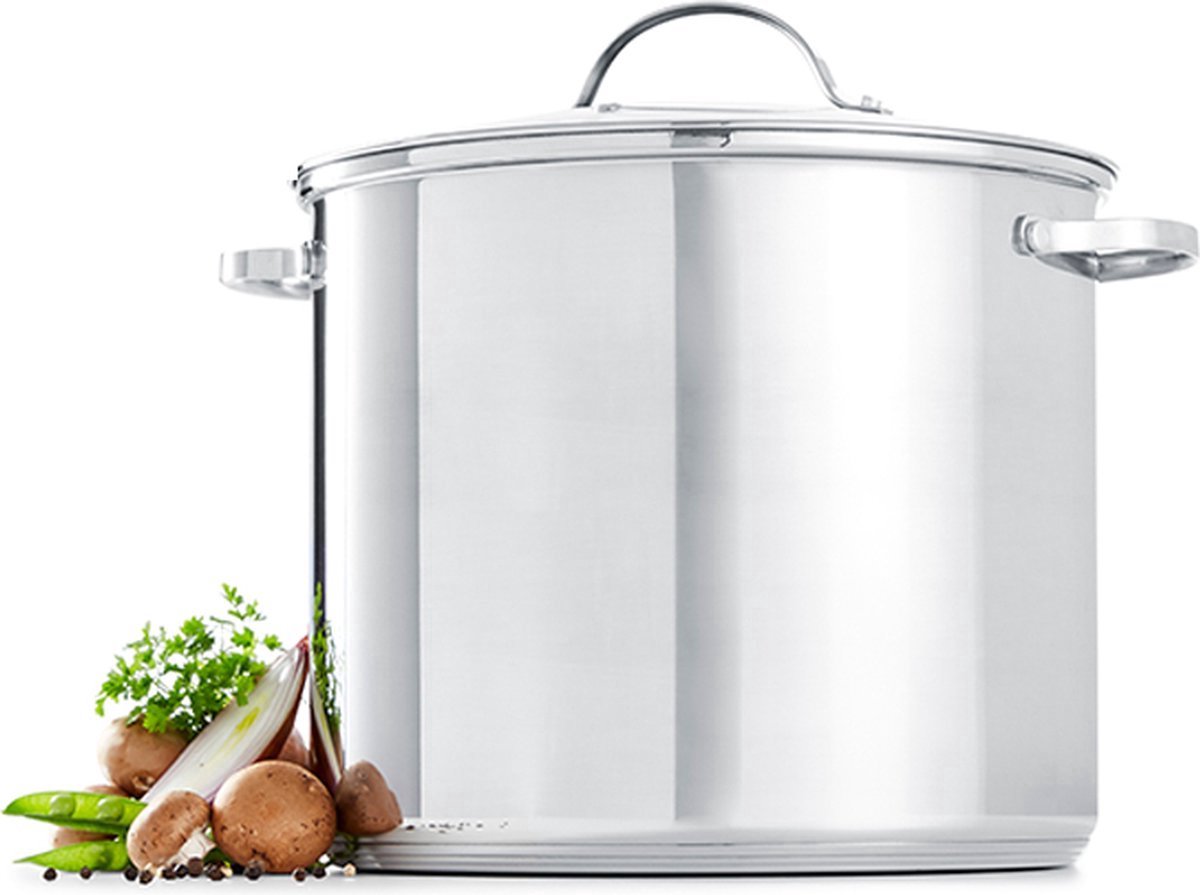 Deski soeppan 10 Liter - 26 cm diameter - Met glazen deksel - RVS