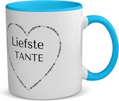 Akyol - liefste tante koffiemok - theemok - blauw - Tante - de liefste tante - verjaardag - cadeautje voor tante - tante artikelen - kado - geschenk - 350 ML inhoud