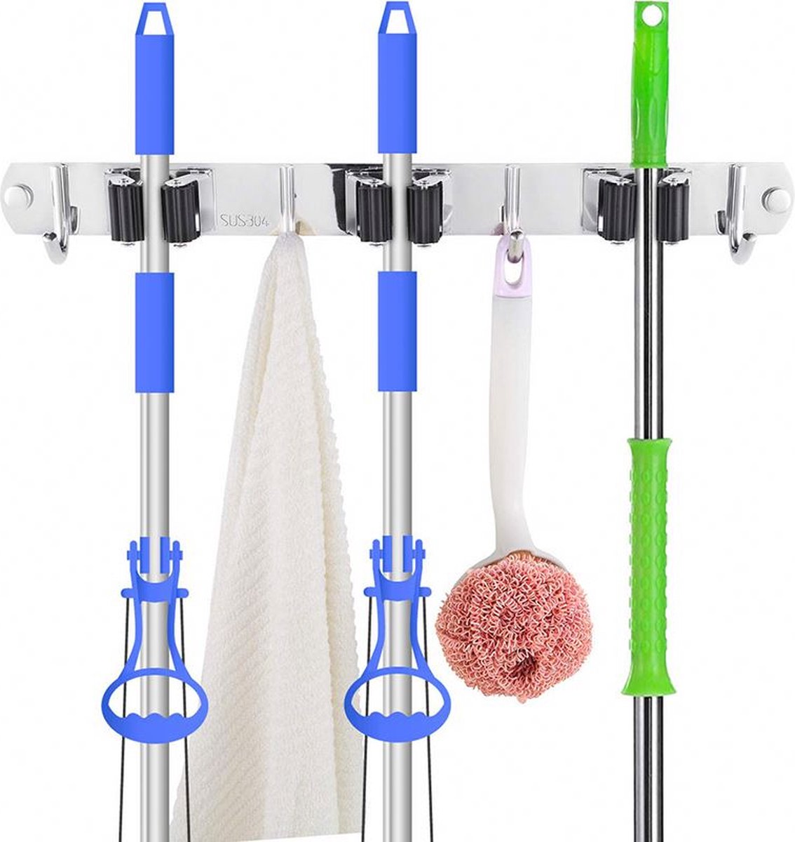 Goedkoopste SODEAL Luxe Wandhouder - Steelklem - Bezem Ophangsysteem - Bezemhouder Opbergsysteem voor Gereedschap - Gereedschapshouder Ophangsysteem