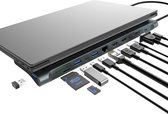 PWAYTEK - USB C Docking Station - 12 in 1 Hub - Triple Monitor - 2 HDMI + VGA - Voor Dell, Surface, HP, Lenovo