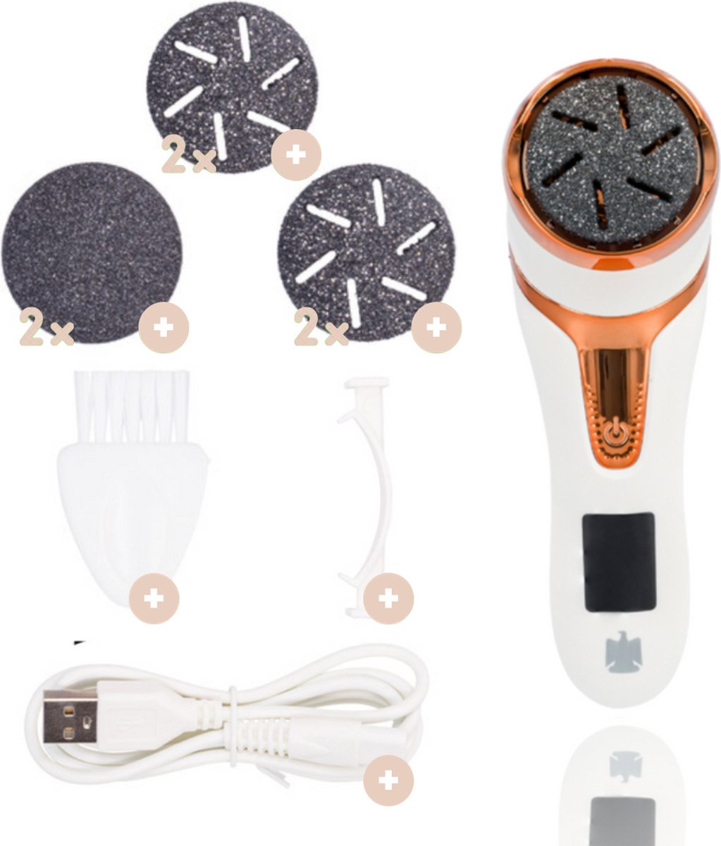 El Masri® eeltverwijderaars – Levenslange garantie - USB oplaadbaar - elektrische eeltverwijderaar – Voetvijl – waterbestendig - Wit