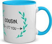 Akyol - cousin i love you koffiemok - theemok - blauw - Neef - de liefste neef - verjaardag - cadeautje voor neef - neef artikelen - kado - geschenk - 350 ML inhoud