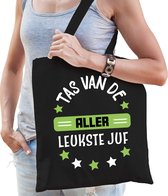 Bellatio Decorations cadeau tas juf - zwart/groen - 42 x 38 cm - Tas van de aller leukste juf