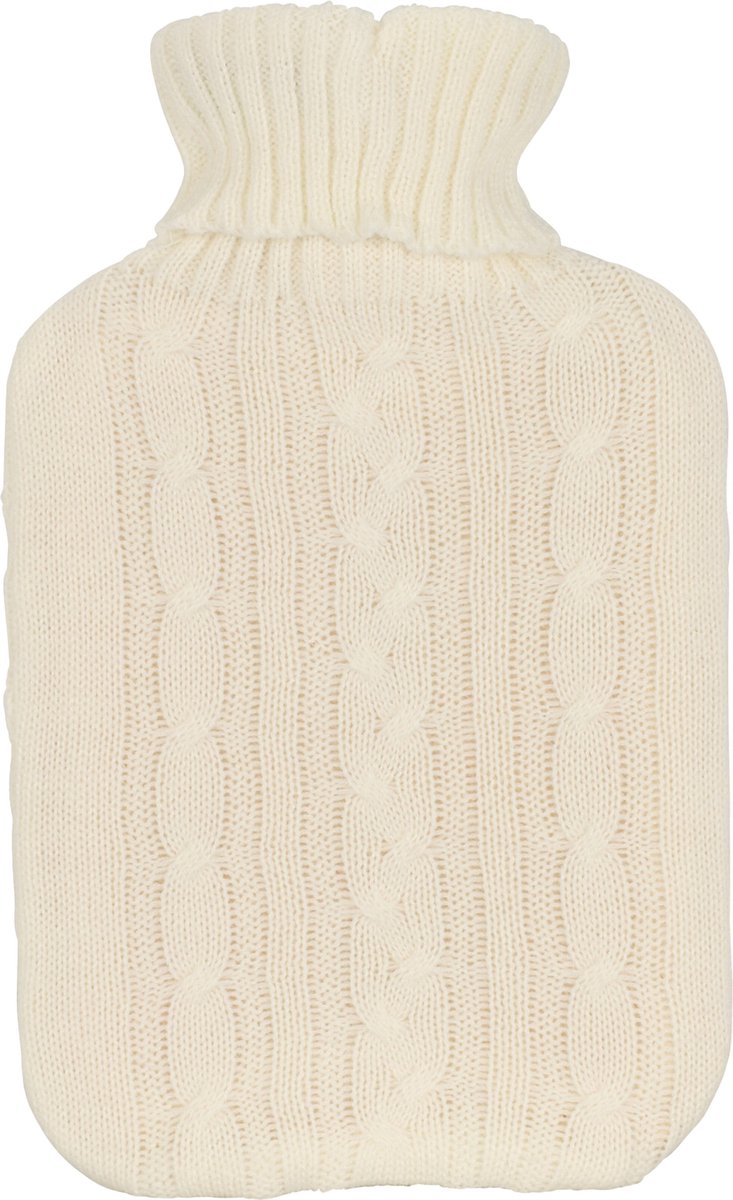 Goedkoopste H&S Collection Warmwaterkruik - met zacht gebreide hoes - warm wit - 1,75L - kruik