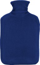 H&S Collection Warmwaterkruik - met fleecehoes - donkerblauw - 1,75L - kruik