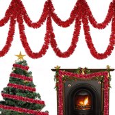 12 m kerstboom klatergoud slinger, kerstboom decoratie klatergoud, slinger, rood, slinger, Kerstmis klatergoud, rode kerstboom (rood)