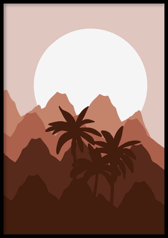 Poster Sunset - Abstracte poster - 30x40 cm - Exclusief lijst - WALLLL