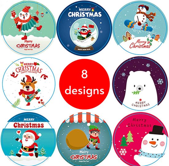 500 autocollants de Noël sur un rouleau – Autocollants ronds Joyeux Noël 25 mm – Idéal pour les cartes de Noël, les cadeaux, les enveloppes, etc.