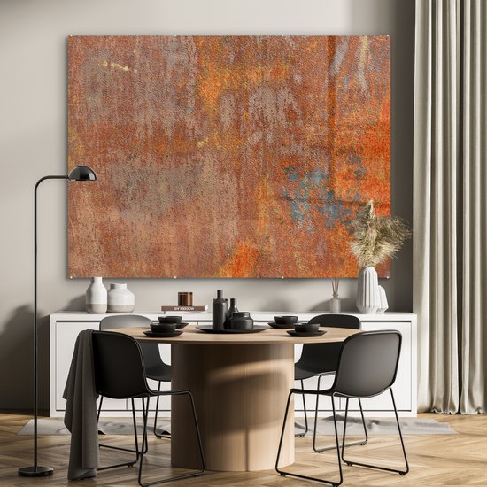 MuchoWow® Peinture sur verre 160x120 cm - Peinture sur verre acrylique - Rouille - Fer - Industriel - Ancien - Photo sur verre - Peintures