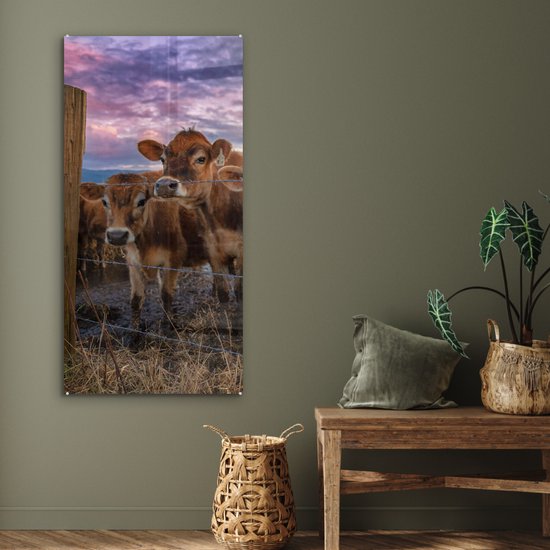 MuchoWow® Peinture sur verre 60x120 cm - Peinture sur verre - Vache - Animaux - Vaches - Photo sur verre acrylique - Peintures