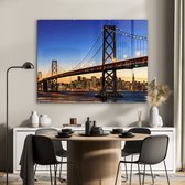 MuchoWow® Glasschilderij - Brug - San Francisco - Skyline - 120x90 cm - Acrylglas Schilderijen - Foto op Glas