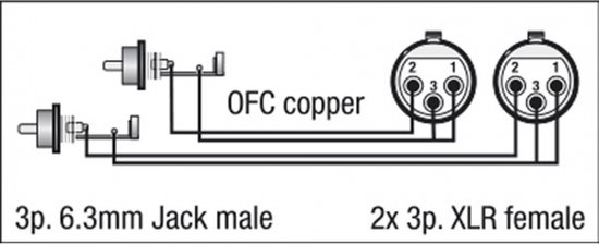 Câble DAP Audio XLR vers RCA 1,5 m - Câble de transition 2x XLR Femelle vers 2x RCA (Tulipe) - 1,5 m