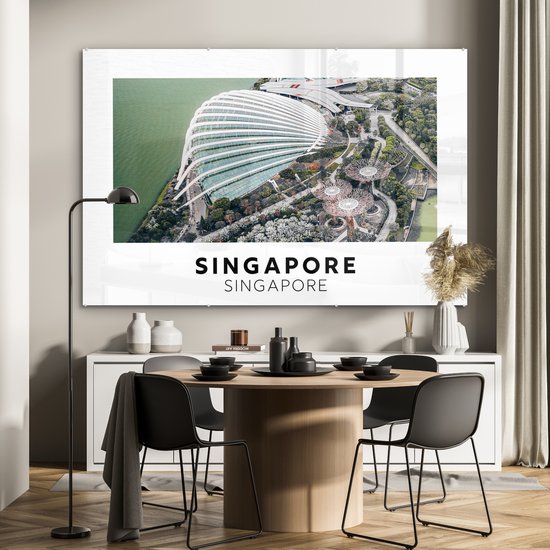 MuchoWow® Peinture sur verre 180x120 cm - Peinture sur verre - Singapour - Water - Architecture - Photo sur verre acrylique - Peintures