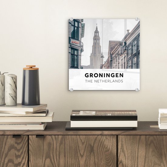 MuchoWow® Peinture sur Verre - Nederland - Groningen - Tour - 20x20 cm - Peintures sur Verre Acrylique - Photo sur Glas