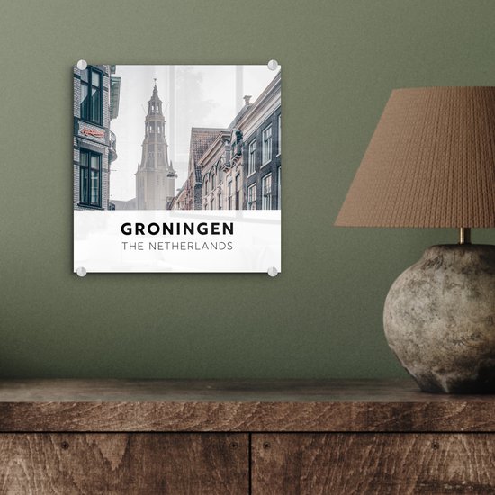 MuchoWow® Peinture sur Verre - Nederland - Groningen - Tour - 20x20 cm - Peintures sur Verre Acrylique - Photo sur Glas